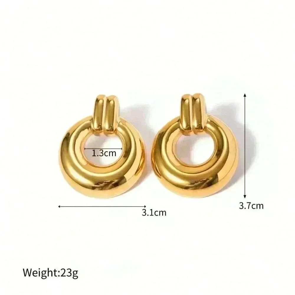 Women's Dainty 18K Gold Plated Stainless Steel Knot Statement Stud Earrings - Picture 7 of 7